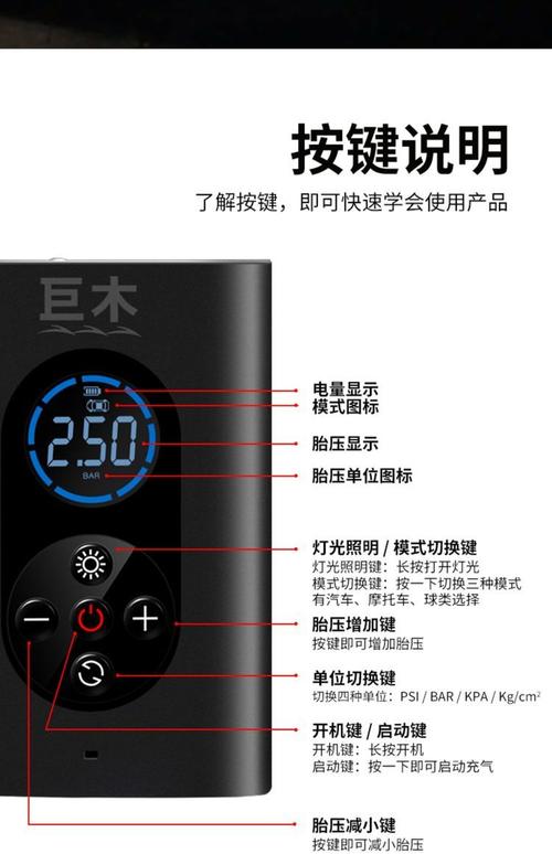 巨木無(wú)線(xiàn)充氣泵 車(chē)載便攜打氣泵，家車(chē)兩用全能之選